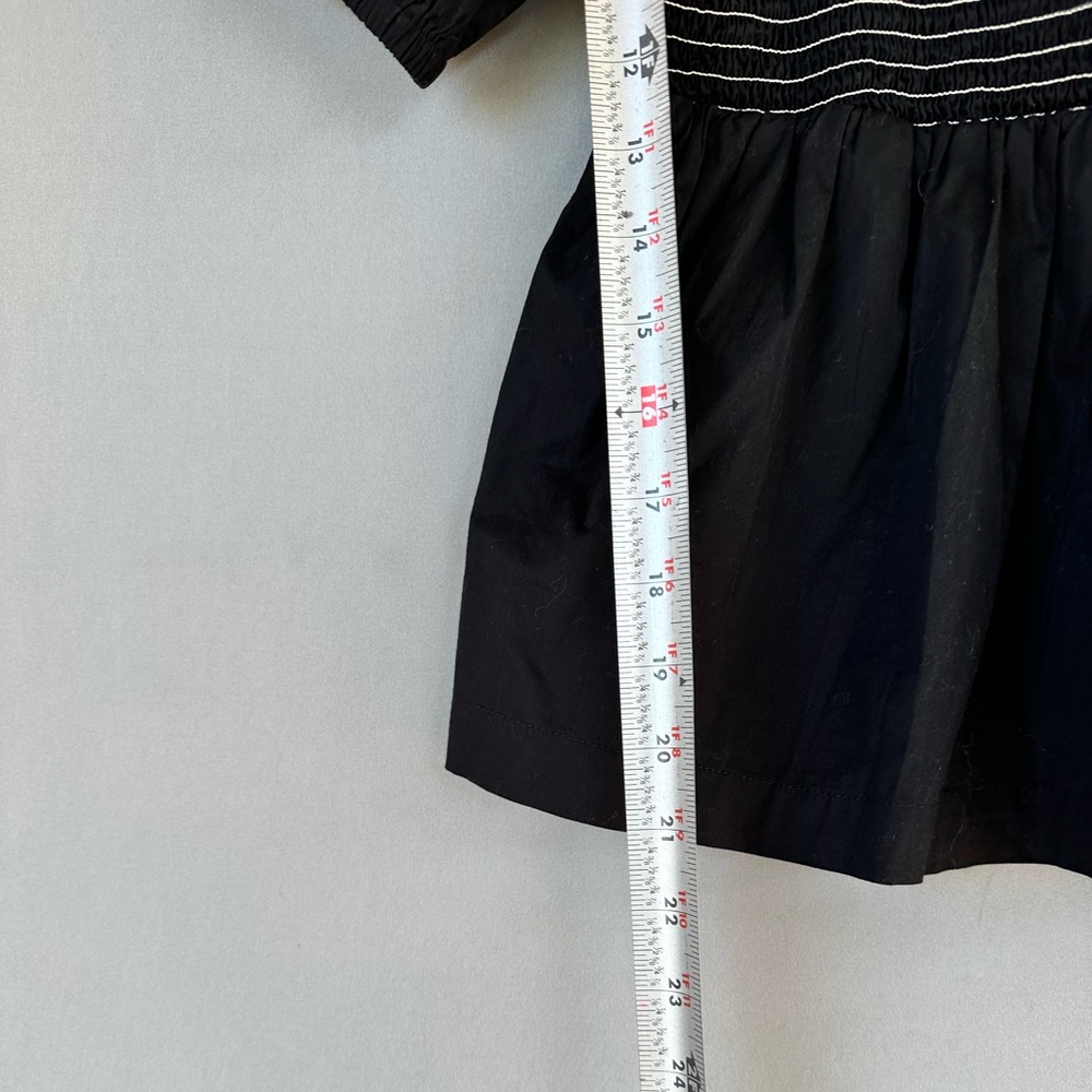 Black Smocked Peplum Puff-Sleeve Top - Picture 3 of 6